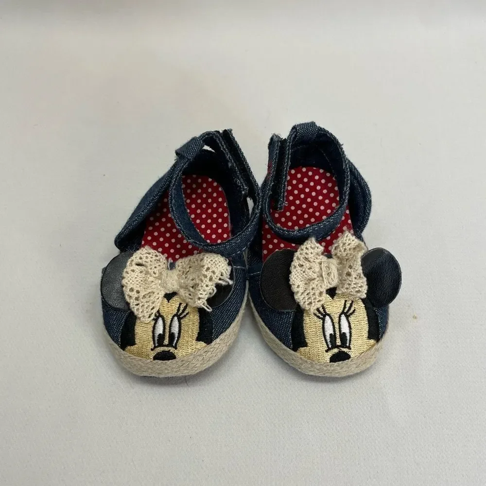 Disney Minnie Mouse 3-6 month Shoes Bow Lace Baby Infant Shoes